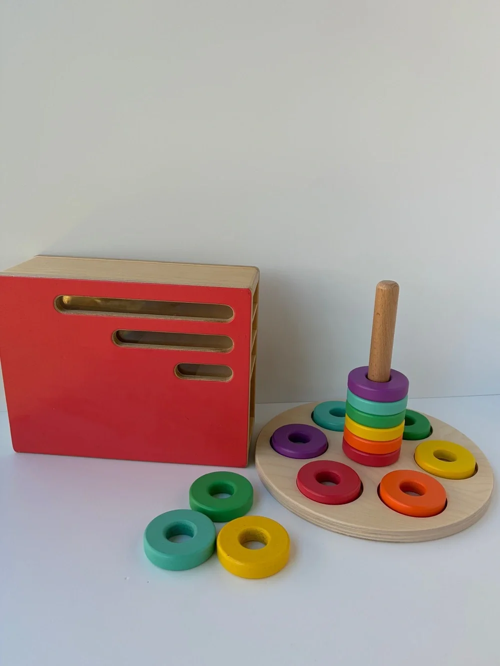 Lovevery Wooden Ring Flexible Stacker and Count & Slide Chute - Babbler Realist